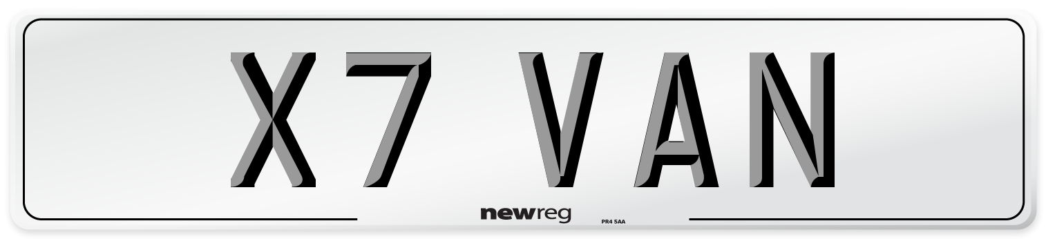 X7 VAN Number Plate from New Reg